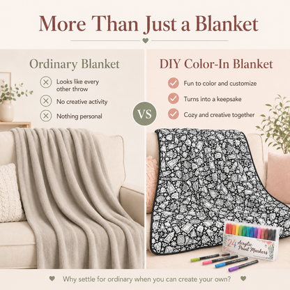 🎨DIY Washable Drawing Blanket, 24 Colors Markers for Adults