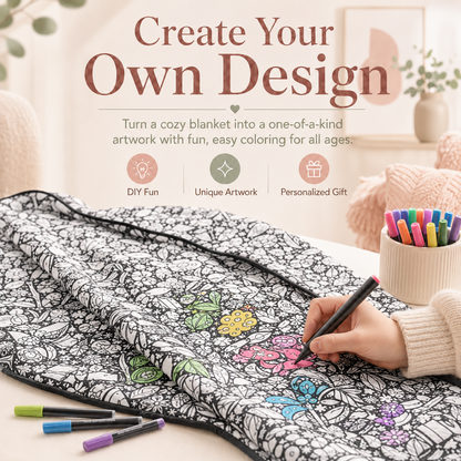 🎨DIY Washable Drawing Blanket, 24 Colors Markers for Adults
