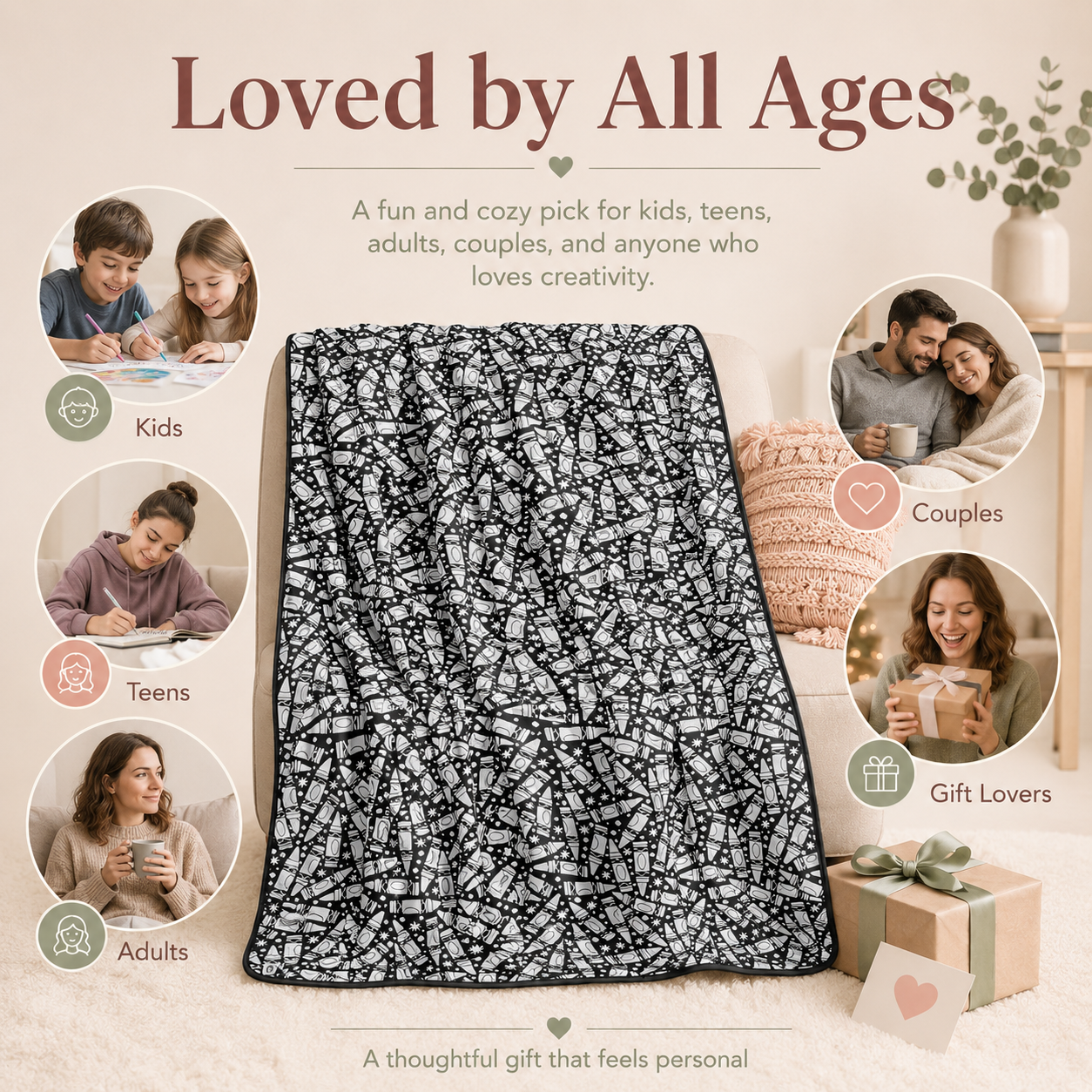 🎨DIY Washable Drawing Blanket, 24 Colors Markers for Adults