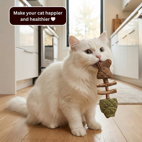 Catnip and Silvervine Chew, Natural Fishbone Chew Toy for Cats