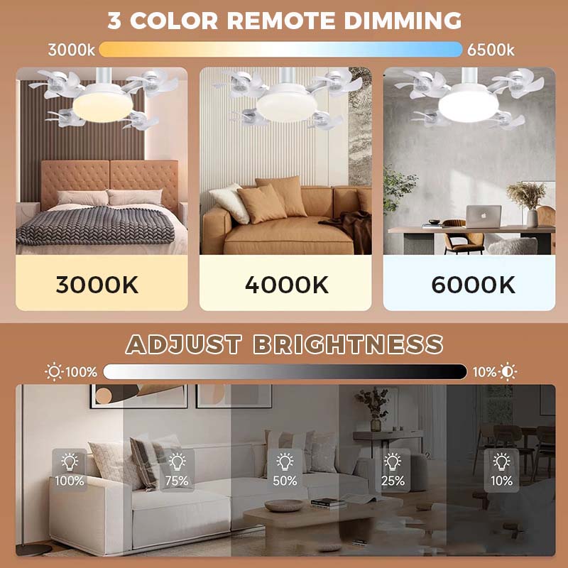 🌼Ceiling Fan Light with Remote, Silent LED Fan & Light 2-in-1 for Bedroom
