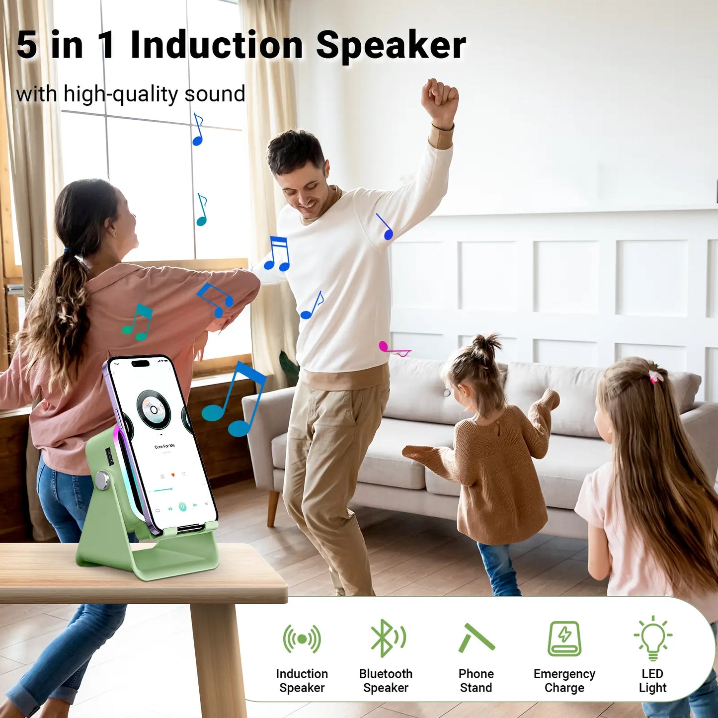 [DealsForYouDays]🎵5-in-1 Induction Bluetooth Speaker Phone Stand
