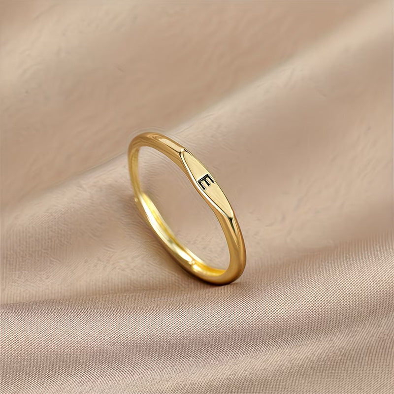 🎁14K Gold Filled Ring Gold Initial Ring Dainty Gold Simple Letter Band Rings