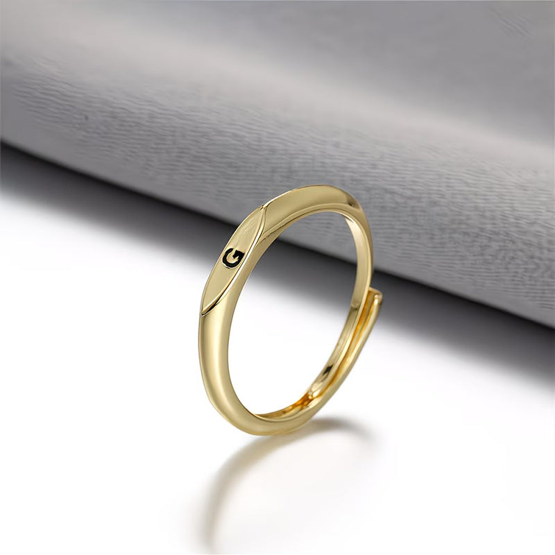🎁14K Gold Filled Ring Gold Initial Ring Dainty Gold Simple Letter Band Rings