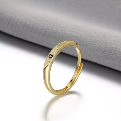 🎁14K Gold Filled Ring Gold Initial Ring Dainty Gold Simple Letter Band Rings