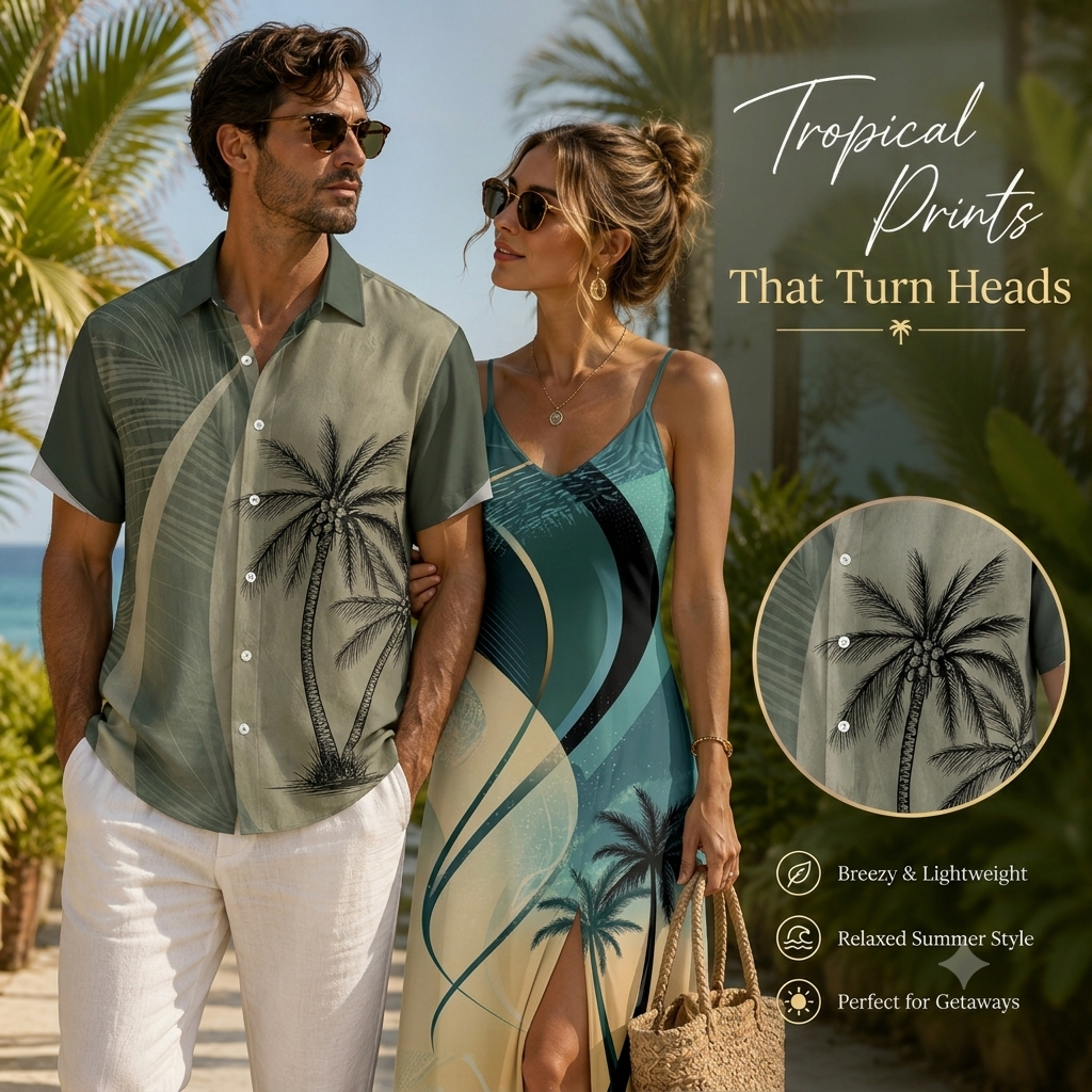 🌞 Match in Paradise |The Perfect Tropical Couple Outfit for Every Summer Adventure