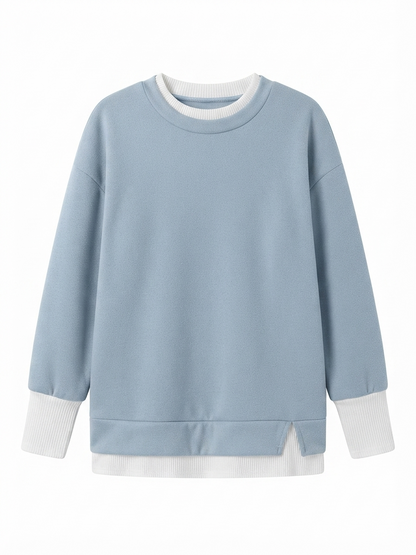 💥New Arrival women's layered-look sweatshirt featuring a drop-shoulder design
