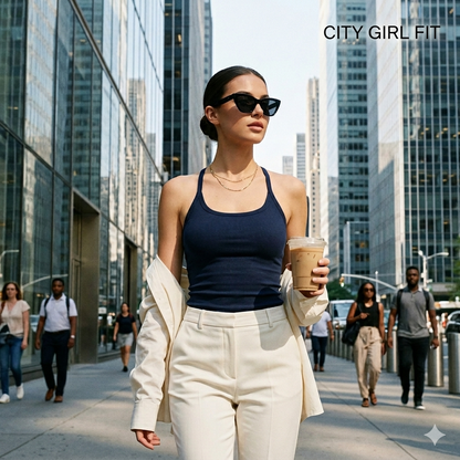 🔥Women's Summer Sexy Slim Fit Ribbed Tank Top with Built-in Bra, ✨U-Neck Sleeveless Casual Crop Top for Hot Girl Aesthetic⏳-LP