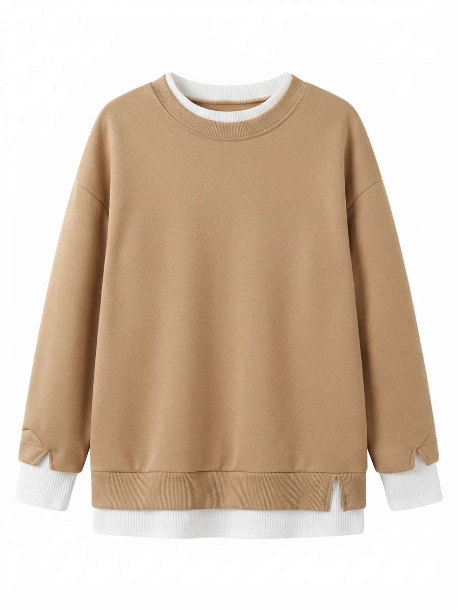 💥New Arrival women's layered-look sweatshirt featuring a drop-shoulder design