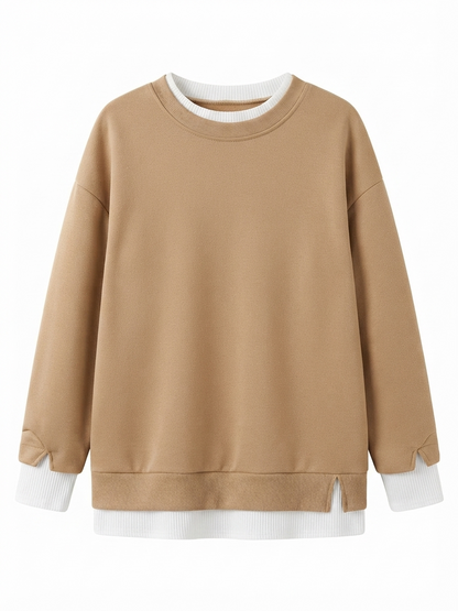 💥New Arrival women's layered-look sweatshirt featuring a drop-shoulder design