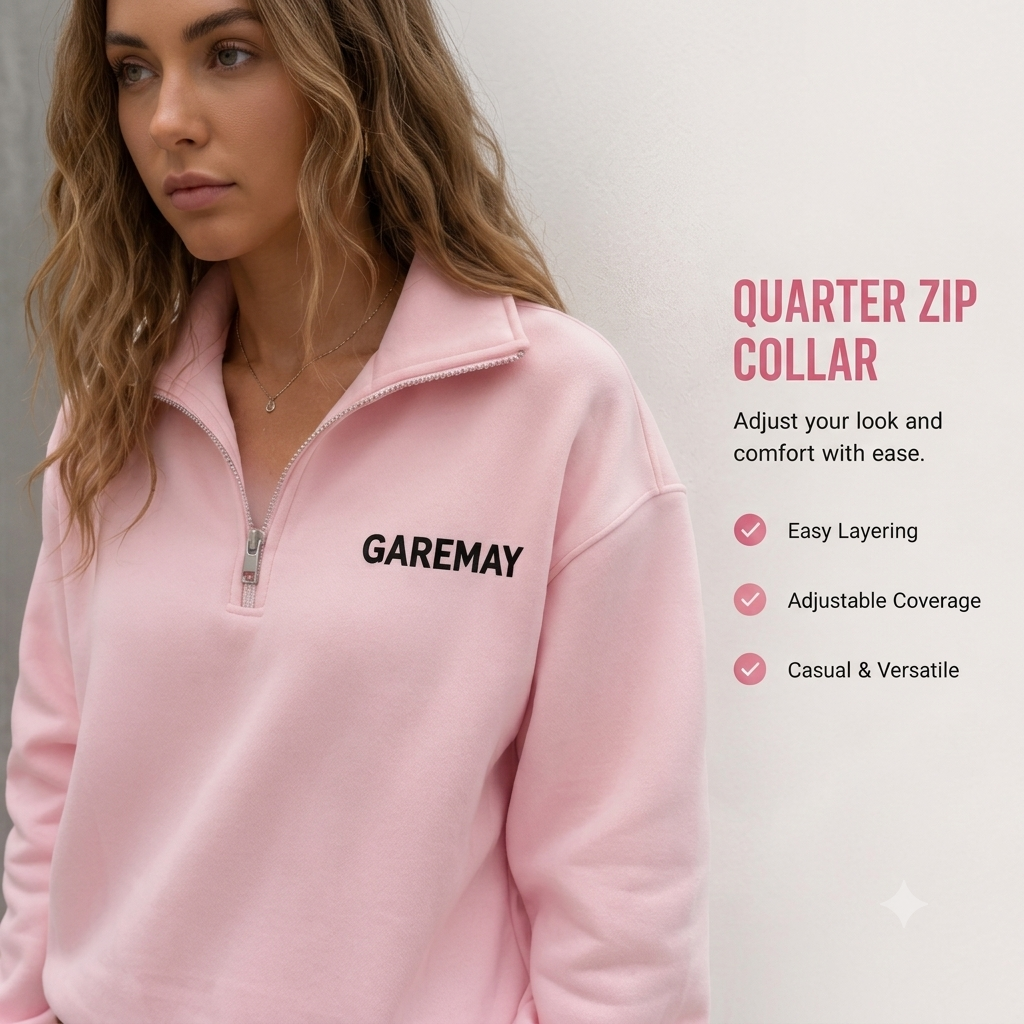 💥New Launch | Fleece Oversized Logo Quarter Zip Pullover