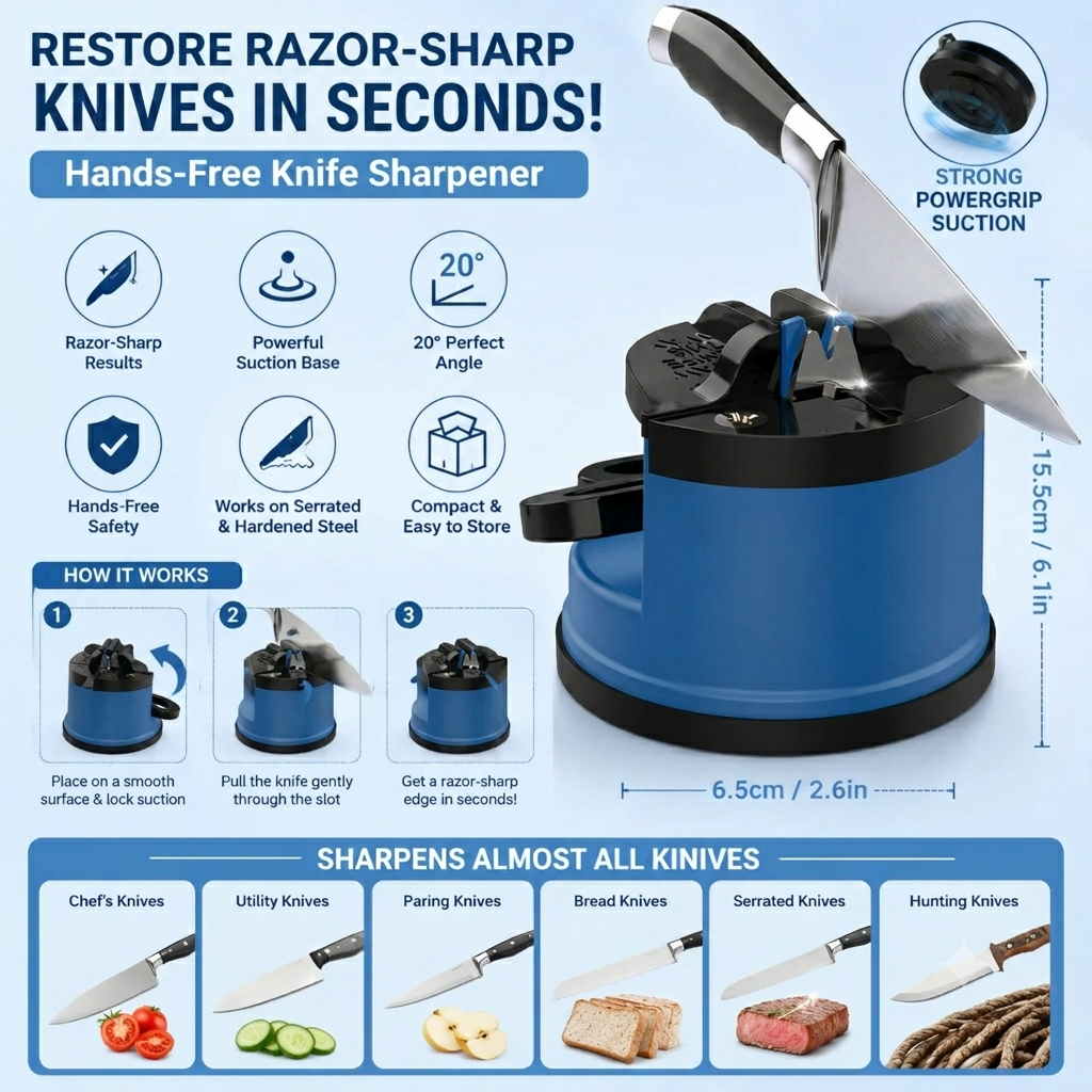 🔥 Kitchen Essential | Hands-Free Knife Sharpener