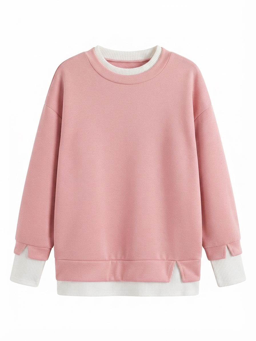 💥New Arrival women's layered-look sweatshirt featuring a drop-shoulder design