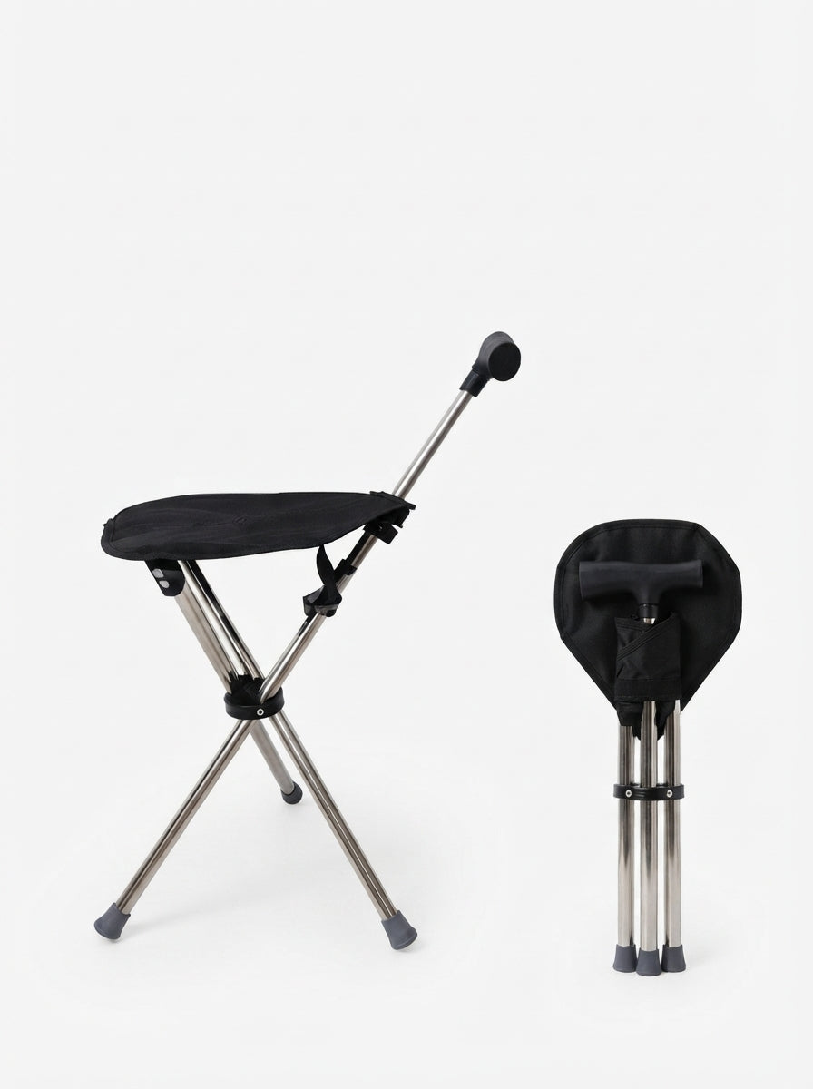 🦯LIMITED-TIME 50% OFF! 💡 Multifunction Folding Walking Cane – Built-In Light, Emergency Alarm, Quad Base & 5-Level Height Adjustment✨