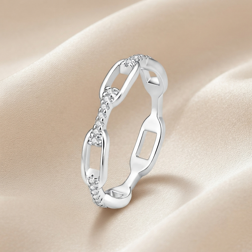 ✨ Silver & Gold Chain Ring – Waterproof Hip Hop Unisex Jewelry