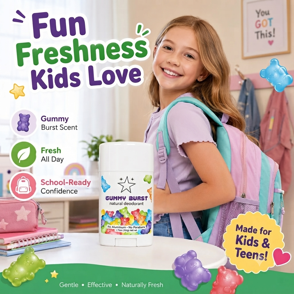 🌿Natural Deodorant for Kids & Teens, Aluminum Free, Paraben Free, Hypoallergenic Deodorant