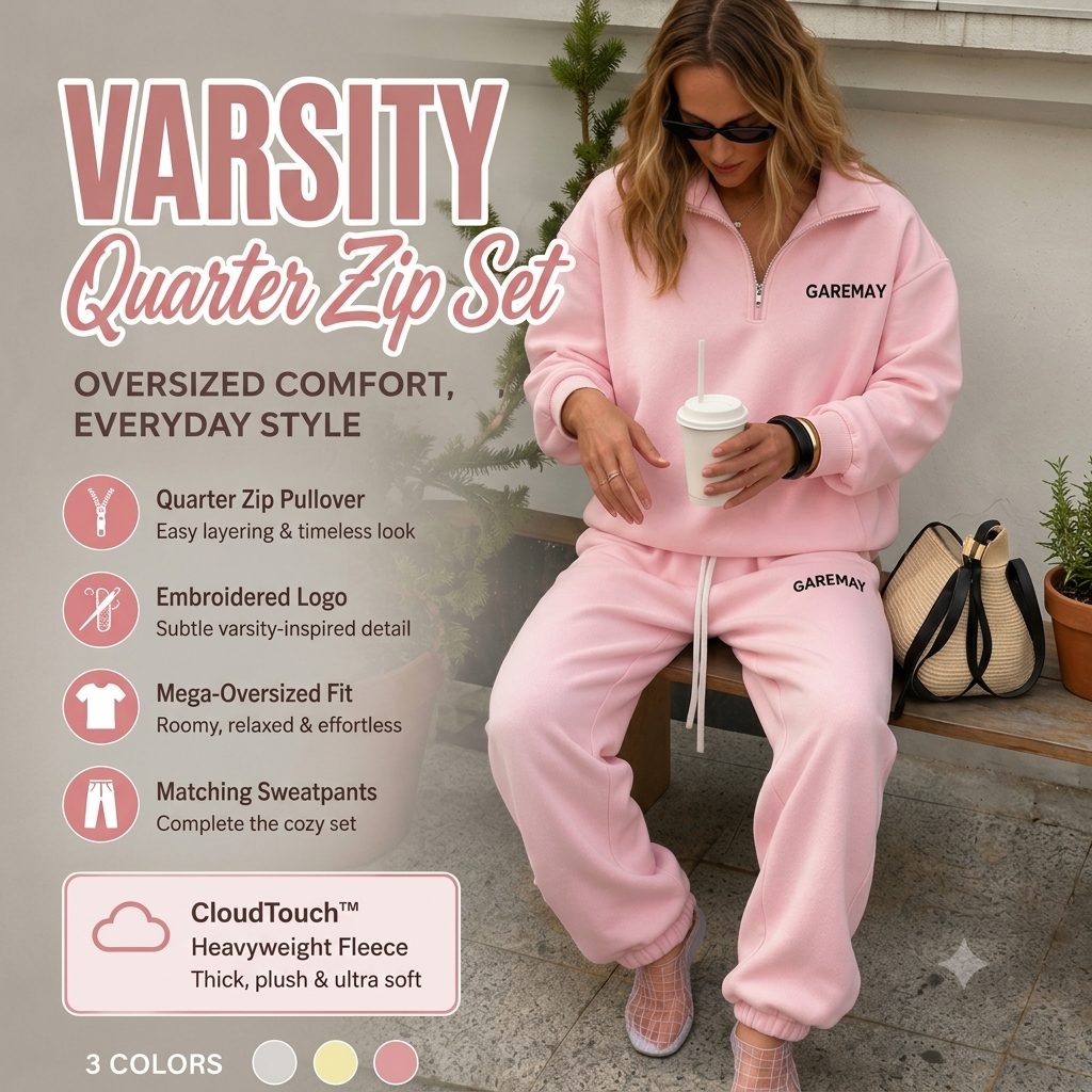 💥New Launch | Fleece Oversized Logo Quarter Zip Pullover