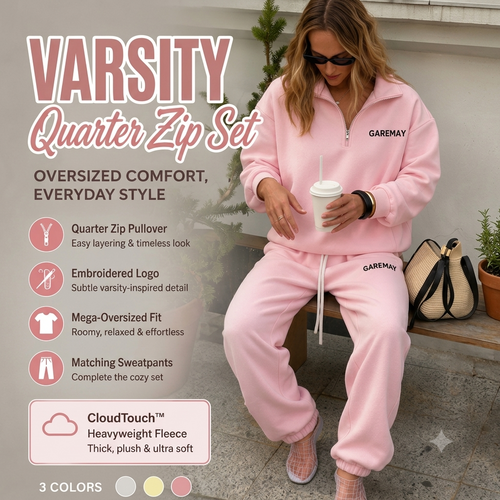 💥New Launch | Fleece Oversized Logo Quarter Zip Pullover