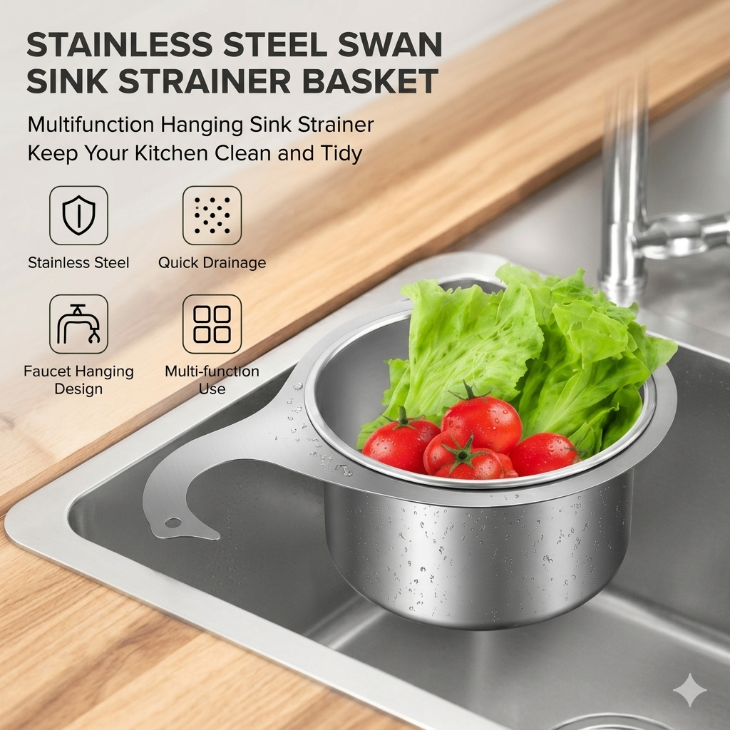 🔥HOT SALE🔥Stainless Steel Swan Sink Strainer Basket