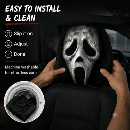 💥New Launch | Quirky Black Skull Car Headrest Cover