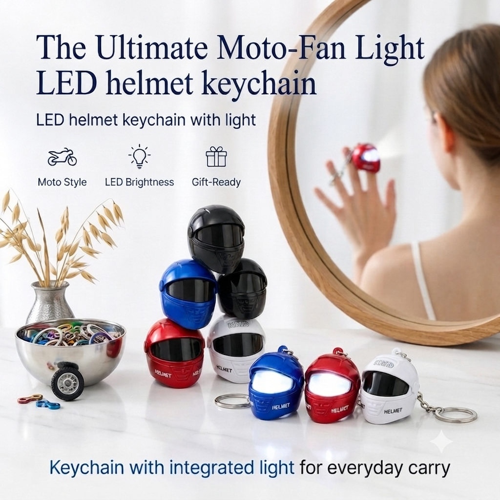 🏍️ Motorcycle Helmet LED Keychain with Light – Limited Time Sale