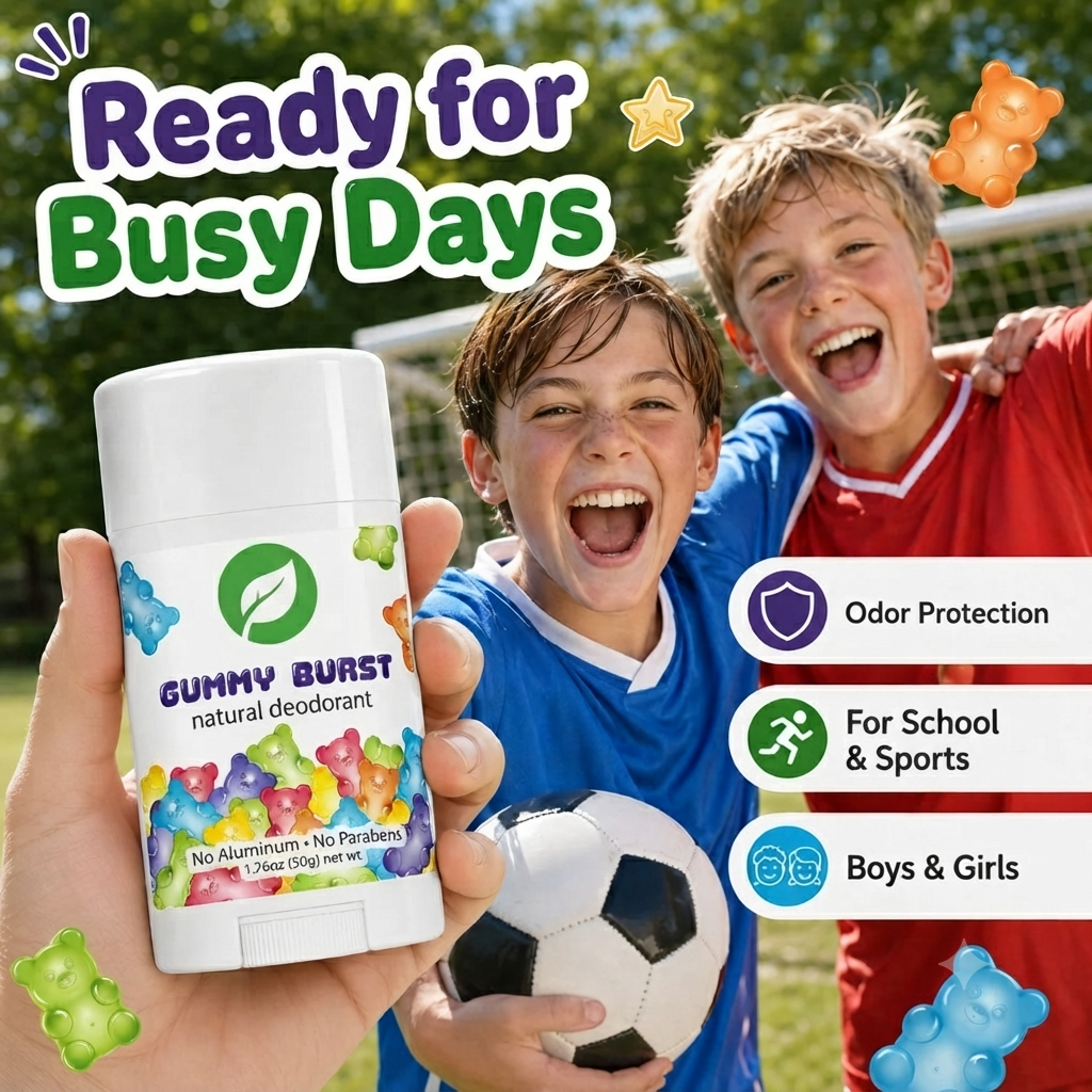 🌿Natural Deodorant for Kids & Teens, Aluminum Free, Paraben Free, Hypoallergenic Deodorant