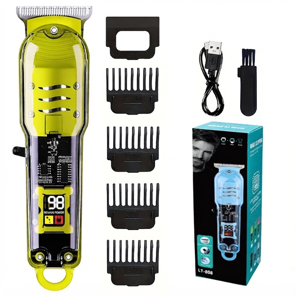 🔥🛠️Lightweight & Cordless Haircutting Kit for Men with USB Fastcharging and 4 Guide Combs