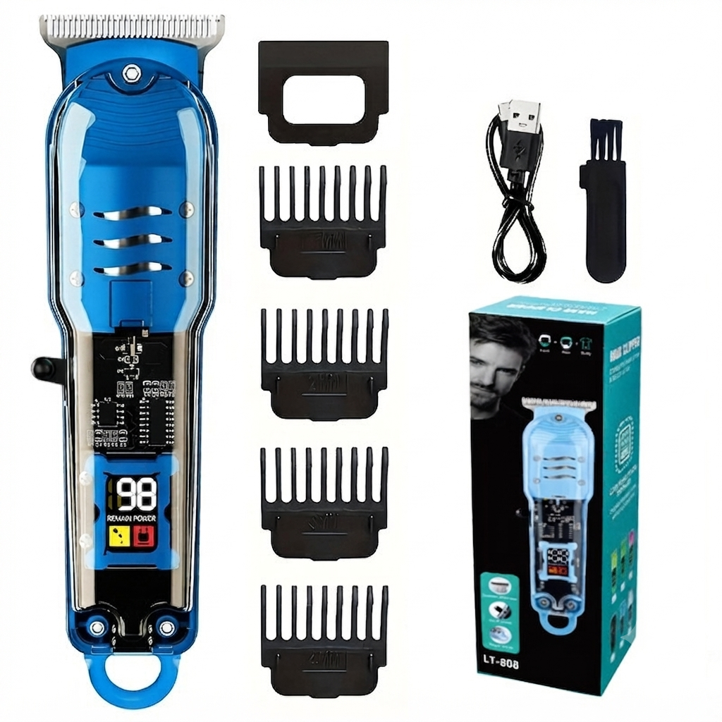 🔥🛠️Lightweight & Cordless Haircutting Kit for Men with USB Fastcharging and 4 Guide Combs