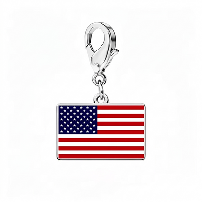 🔥Stainless Steel Country Flag Bracelet Pendant Hand Chain Charm Travel Keyring Ornament