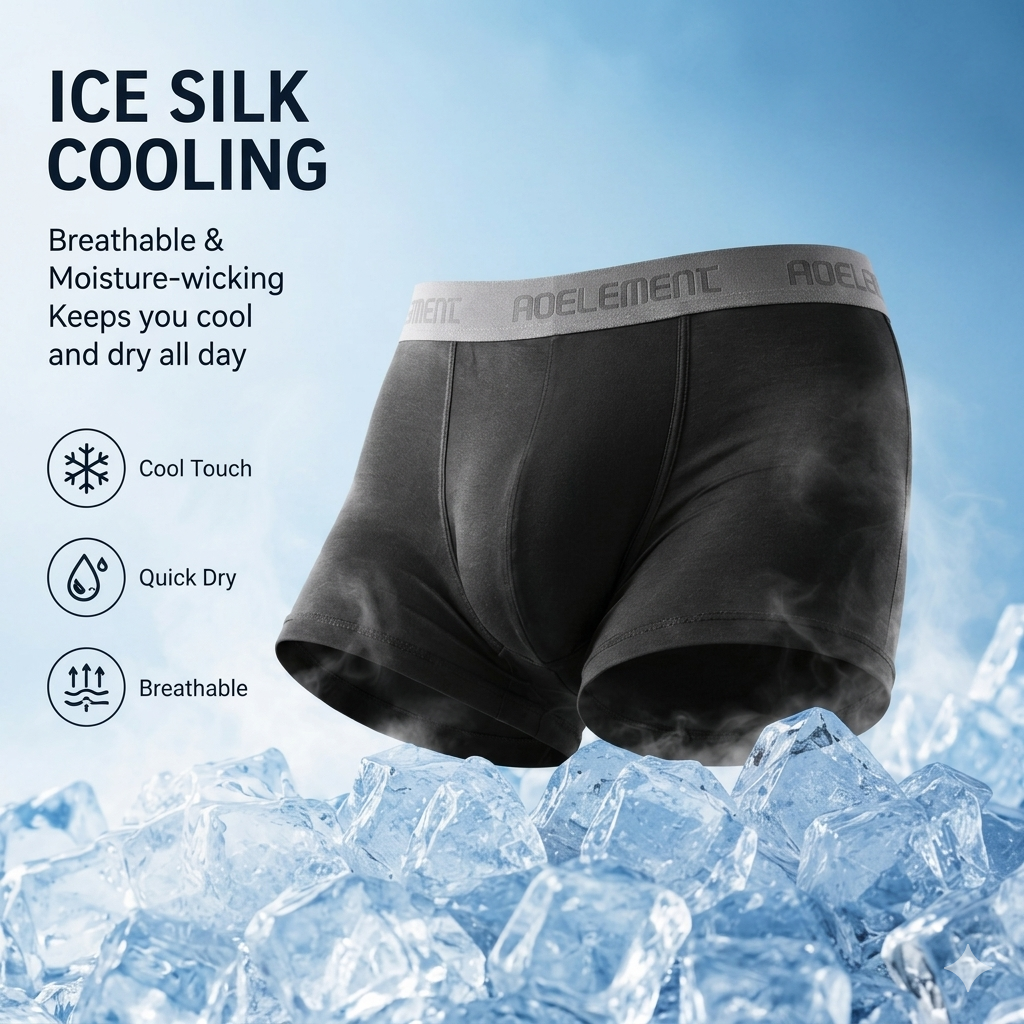 🔥[Father's Day Gift] ❄️SUMMER ESSENTIAL🔥 Men's Dual-Pouch Ice Silk Trunks(4PCS)