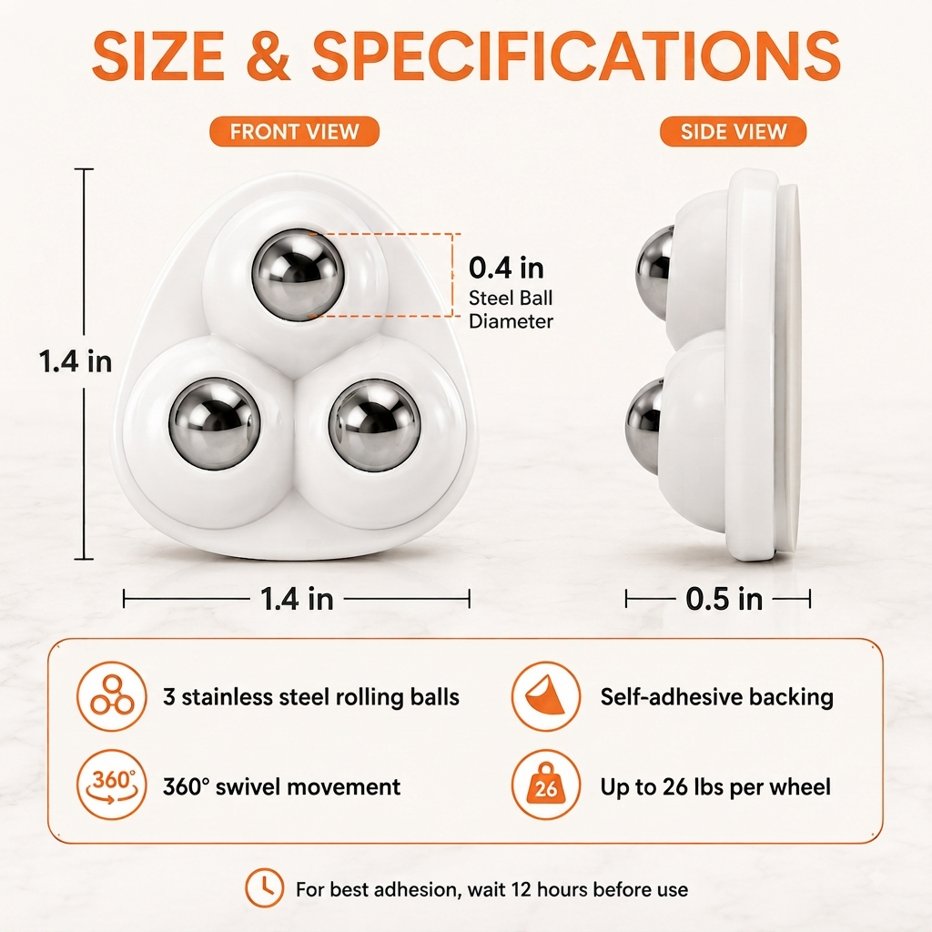 🔄 Self-Adhesive 360° Caster Wheels – 4-Pack for Countertop Appliances