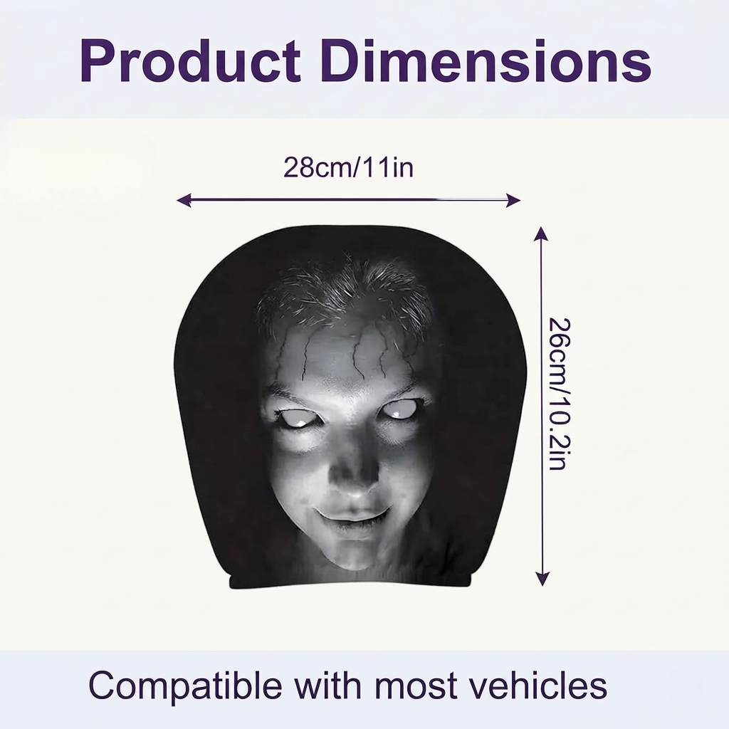 👻 Glowing-Eye Ghost Car Headrest Covers – Universal Scary Seat Protectors