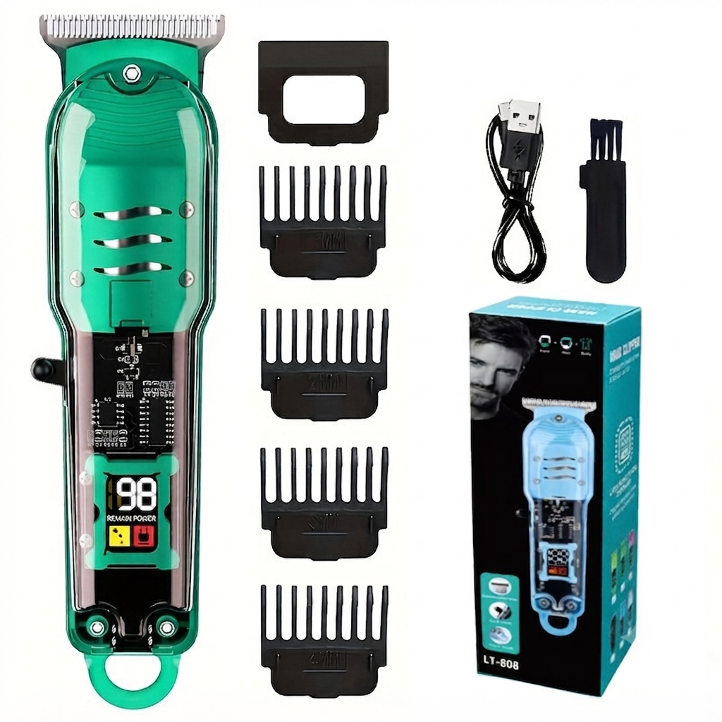 🔥🛠️Lightweight & Cordless Haircutting Kit for Men with USB Fastcharging and 4 Guide Combs