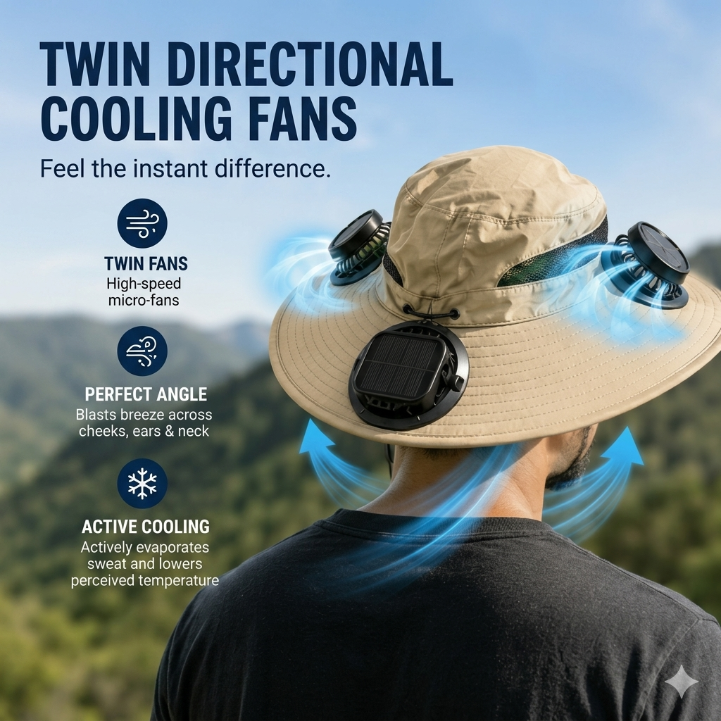 Solar/USB Powered Fan Safari Hat