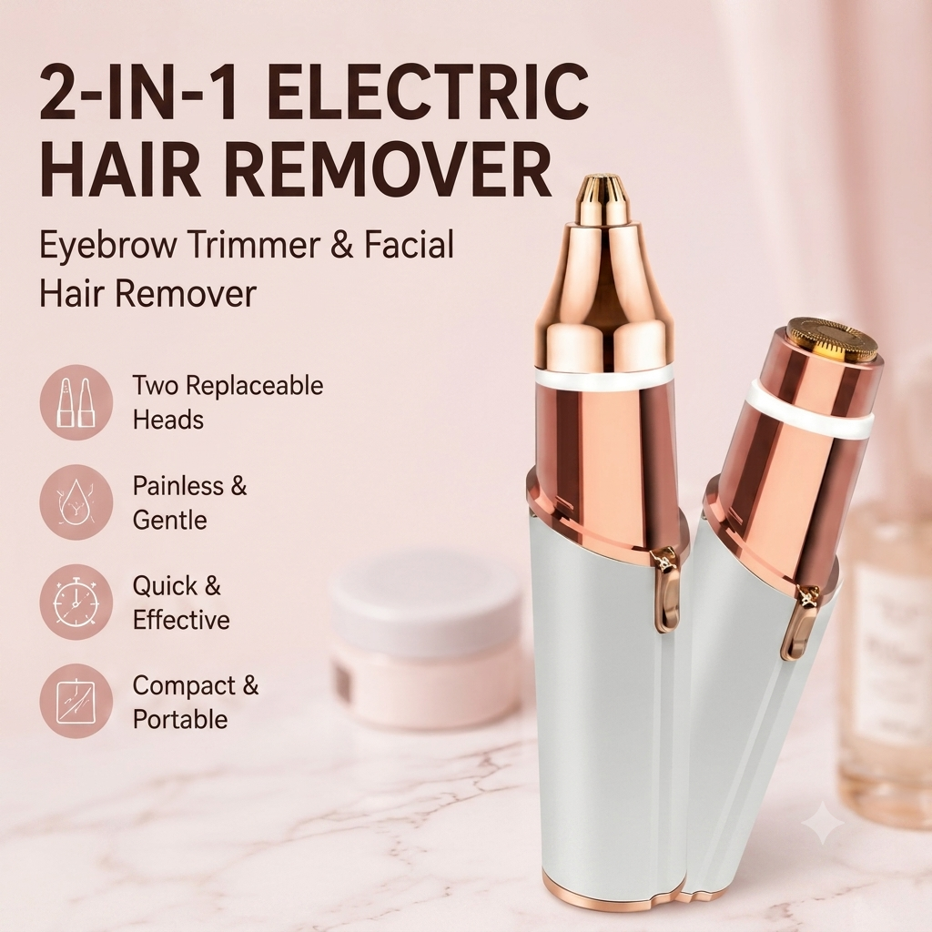 🔥 Hot Sale | 2-in-1 Rechargeable Facial & Eyebrow Hair Trimmer