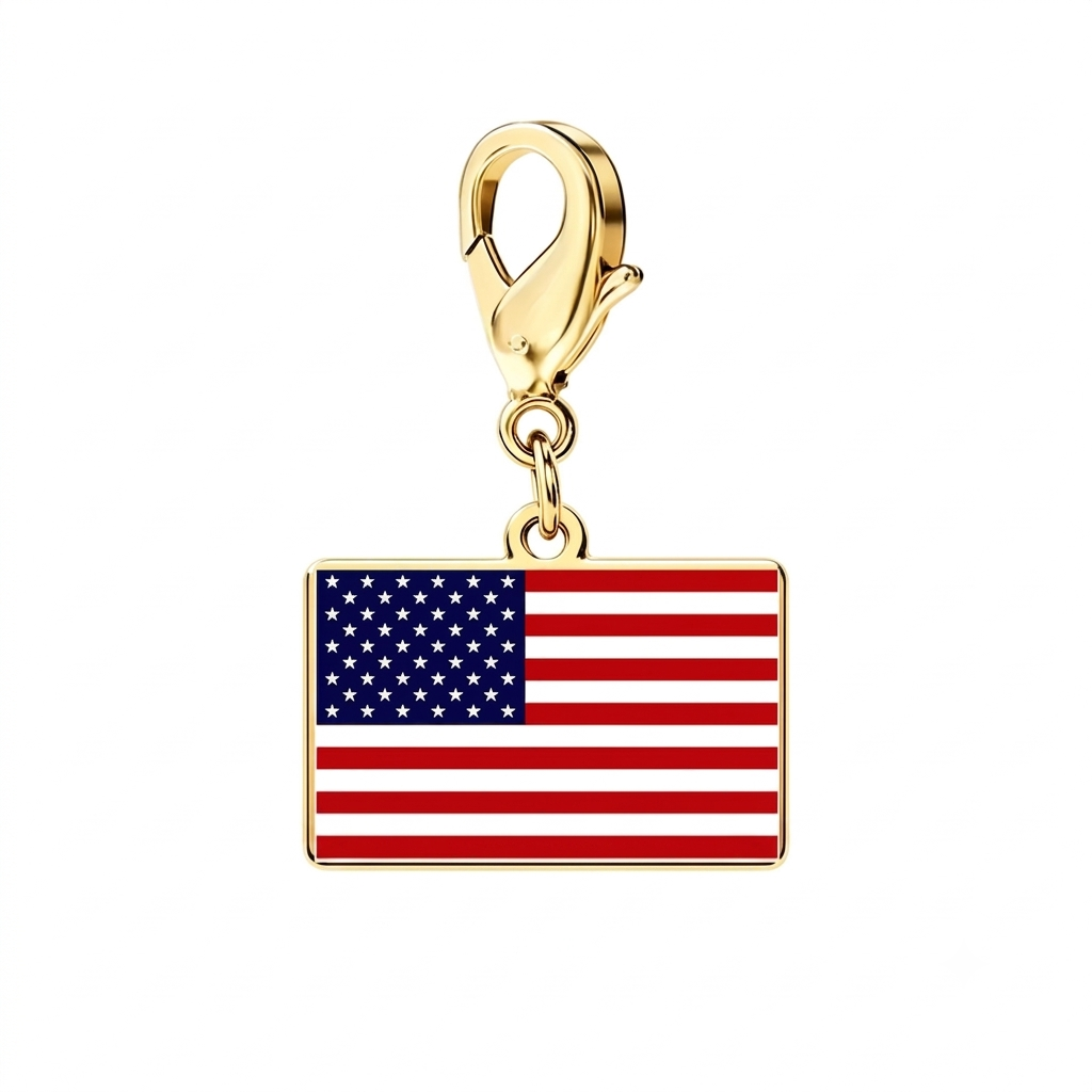 🔥Stainless Steel Country Flag Bracelet Pendant Hand Chain Charm Travel Keyring Ornament