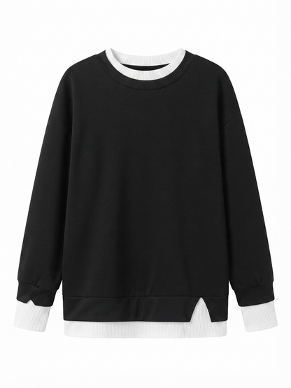 💥New Arrival women's layered-look sweatshirt featuring a drop-shoulder design