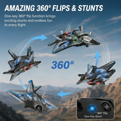 🔥 Hot Sale | Colorful LED Stunt Fighter Jet Drone