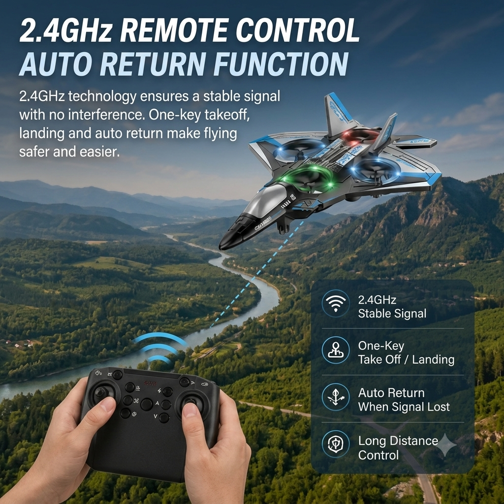 🔥 Hot Sale | Colorful LED Stunt Fighter Jet Drone