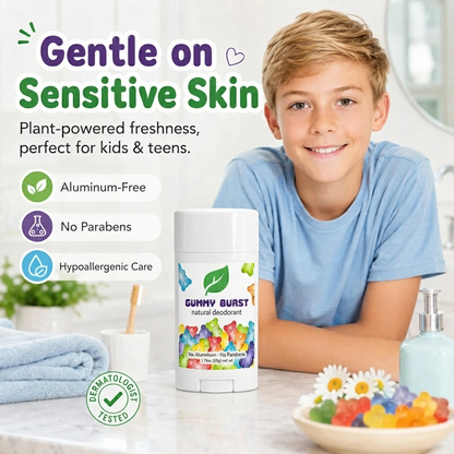 🌿Natural Deodorant for Kids & Teens, Aluminum Free, Paraben Free, Hypoallergenic Deodorant