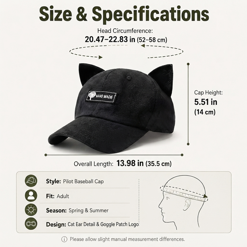 🧢 Korean-Style Pilot Cap – Curved Visor, Glasses-Ready