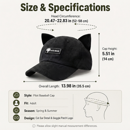 🧢 Korean-Style Pilot Cap – Curved Visor, Glasses-Ready
