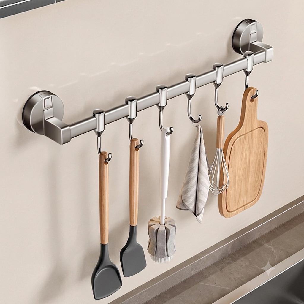 🔥 Hot Sale | Suction Cup Kitchen Hanging Rack with Hooks
