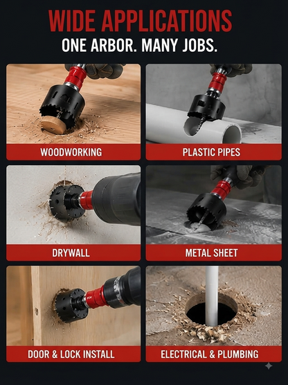⚡ Tool Time Savings Hole Saw Arbor with Quick-Release Shank & Pilot Bit