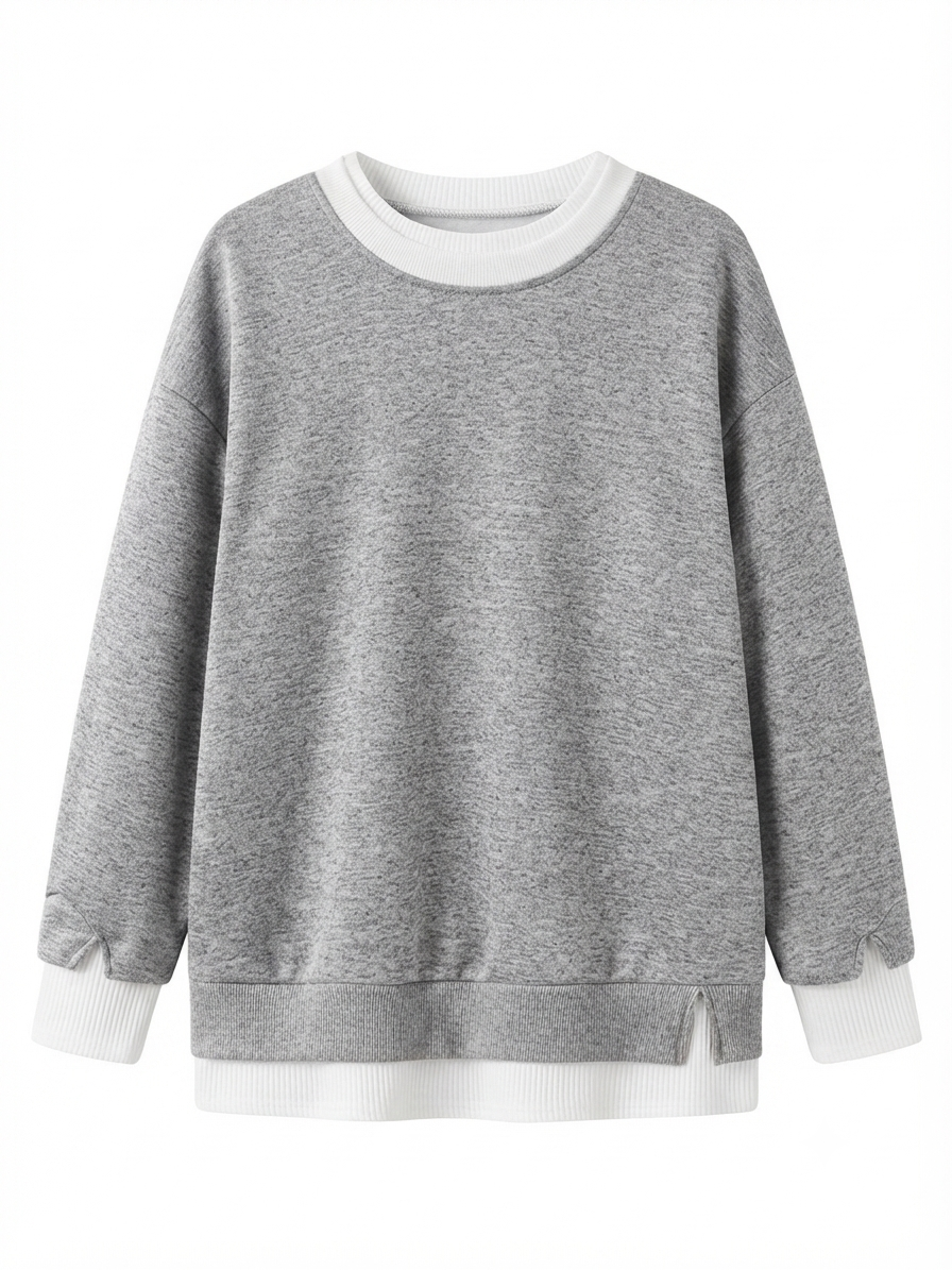 💥New Arrival women's layered-look sweatshirt featuring a drop-shoulder design