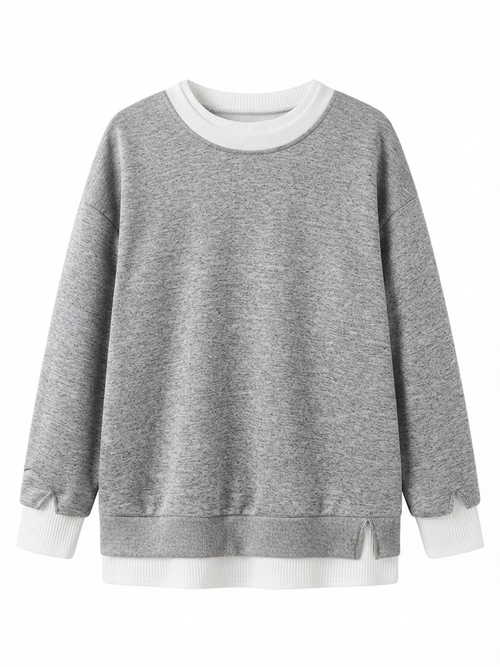 💥New Arrival women's layered-look sweatshirt featuring a drop-shoulder design
