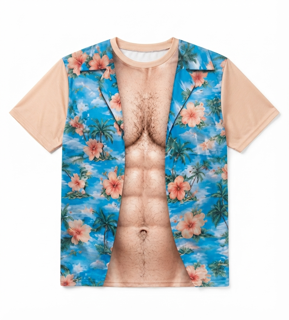 🔥🎁Funny Muscle T Shirt for Men,Personalized 3D Fake Open Shirt