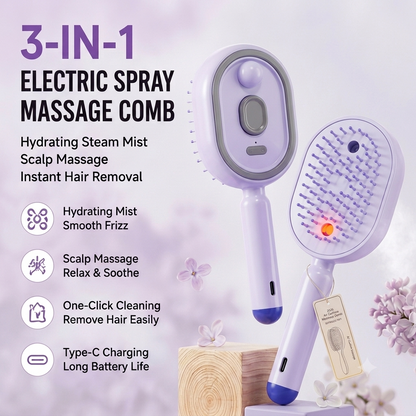 ✨ 3-in-1 Electric Spray Massage & Self-Cleaning Brush