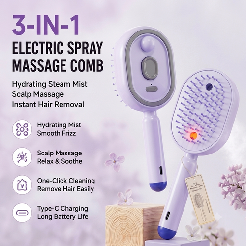 ✨ 3-in-1 Electric Spray Massage & Self-Cleaning Brush