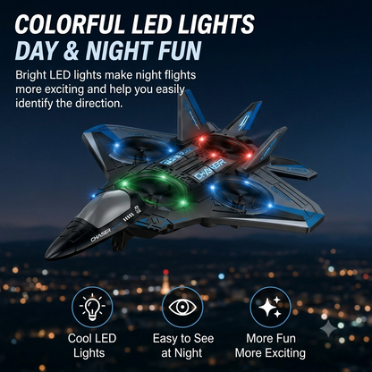 🔥 Hot Sale | Colorful LED Stunt Fighter Jet Drone